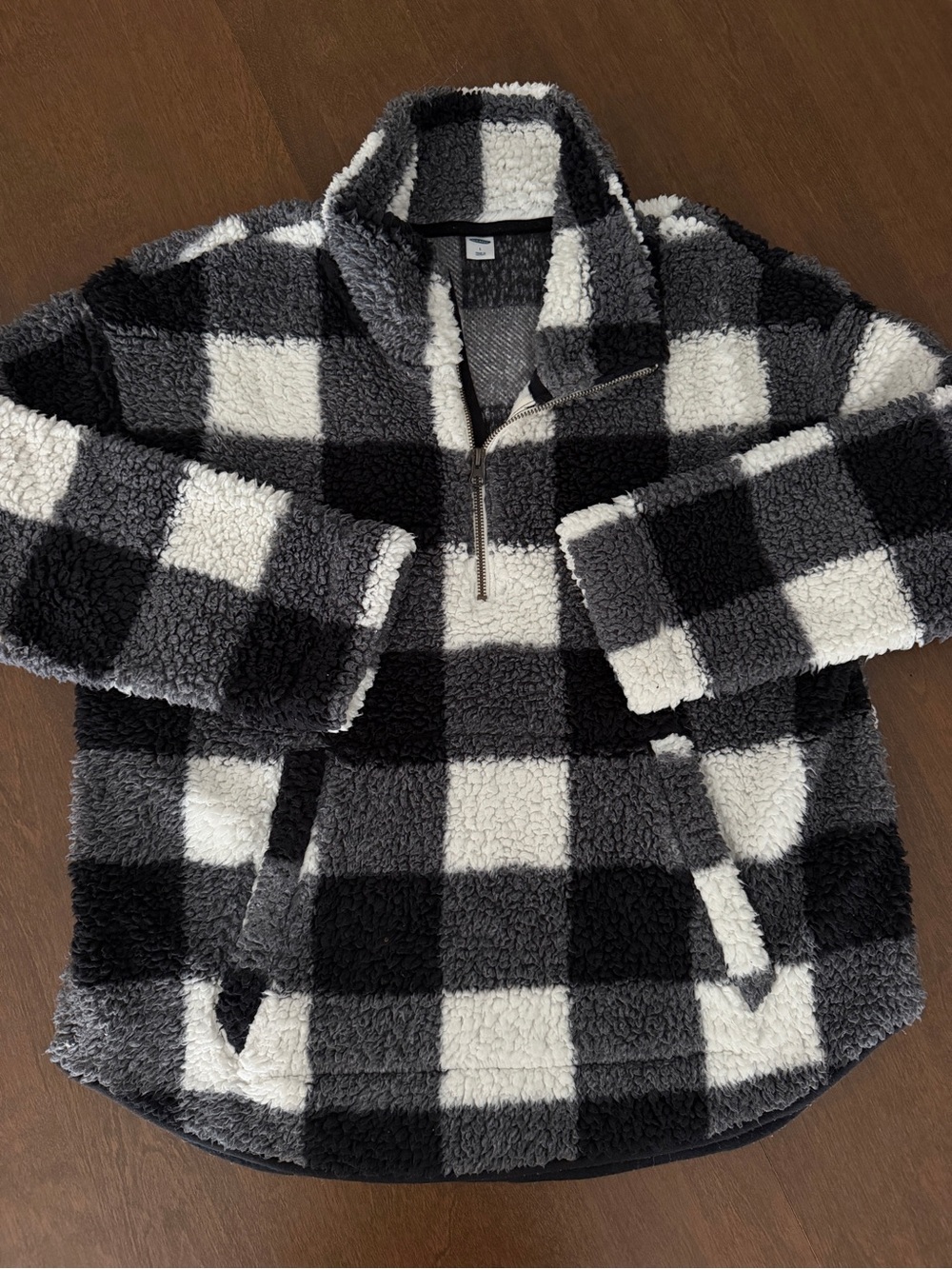Old Navy Gingham Sherpa Fleece Pullover | Size L